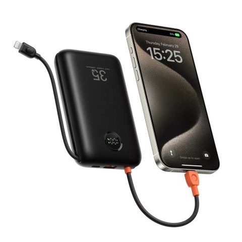 Powerbank Veger K2 (W2068) PD QC3.0 35W 20000 mAh z wbudowanymi kablami Typ C / Lightning czarny