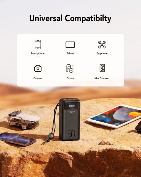 Powerbank Veger Tank Lite (W5001) PD QC3.0 5A 22,5W 50000 mAh czarny