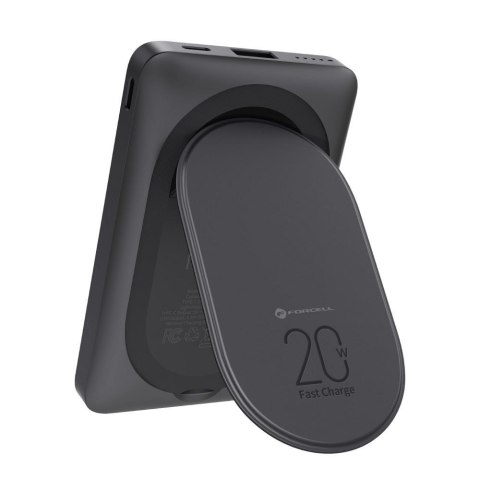 Powerbank zgodny z MagSafe Forcell F-Energy MagStand F10K2 QC3.0 PD 5A 20W 10000 mAh czarny