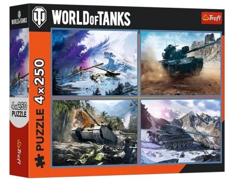 Puzzle 4x250 Wielka bitwa czołgów TREFL