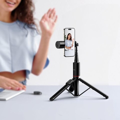 Selfie stick tripod z pilotem bezprzewodowym + światłem LED Hoco K34 czarny