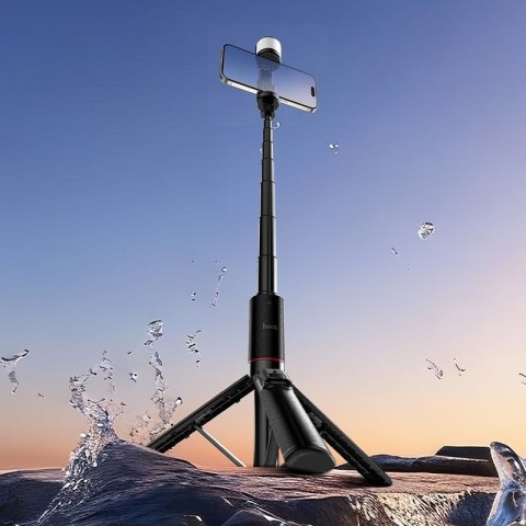 Selfie stick tripod z pilotem bezprzewodowym + światłem LED Hoco K34 czarny