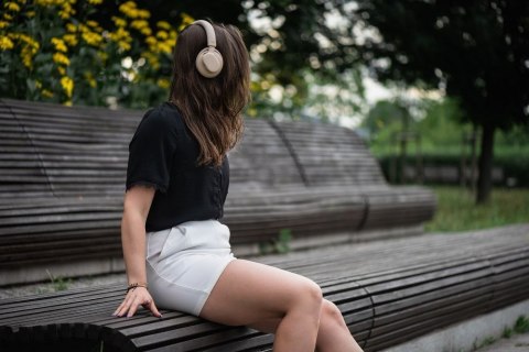Słuchawki bezprzewodowe nauszne Forcell F-Audio Touch Beat ANC beżowe