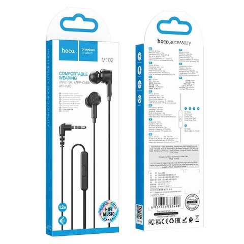 Słuchawki przewodowe douszne Jack 3,5 mm Hoco M102 czarne