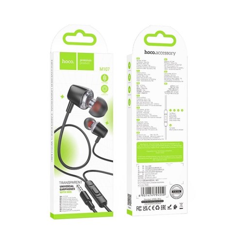 Słuchawki przewodowe douszne Jack 3,5 mm Hoco M107 czarne (SC)