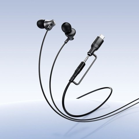 Słuchawki przewodowe douszne z mikrofonem Jack 3,5 mm/USB C Hoco M119A czarne