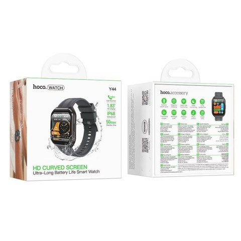 Smartwatch 1,83" IP68 z funkcją rozmowy Hoco Y44 czarny