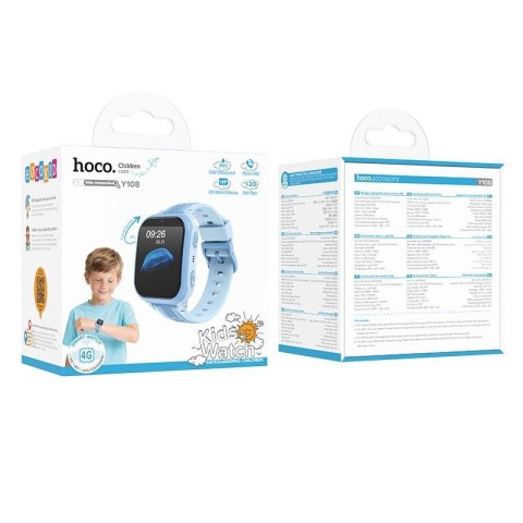 Smartwatch dla dzieci 1,69" 4G GPS z funkcją rozmowy Hoco Y108 niebieski