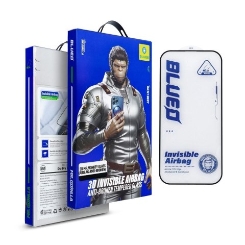 Szkło Hartowane 5D do iPhone 14 PRO MAX Mr. Monkey Glass (3D Invisible Airbag Anti-broken) czarne