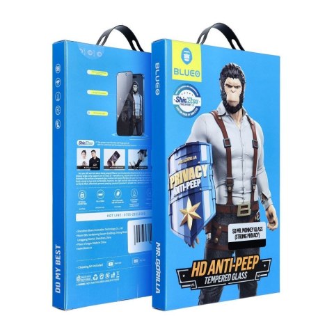 Szkło Hartowane 5D do iPhone 16 PRO Mr. Monkey Glass (Anti-Peep Strong Privacy) czarne