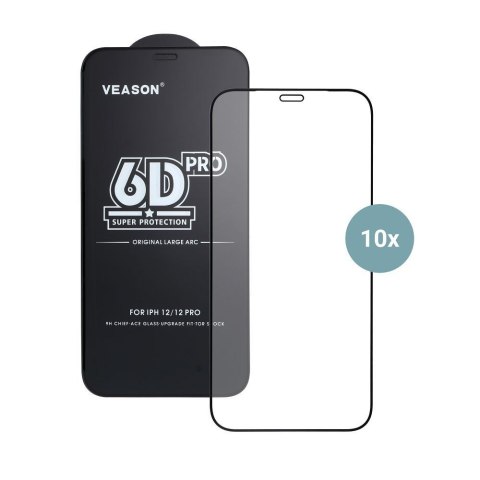 Szkło Hartowane 6D do iPhone 14 PRO Veason Pro Glass (SET 10in1) czarne