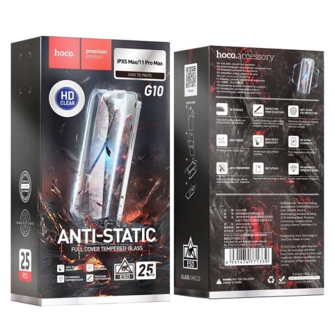 Szkło hartowane do iPhone XS MAX / 11 PRO MAX HD Anti-static (SET 25in1) Hoco G10