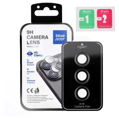 Szkło hartowane na aparat do Samsung A16 Blue Star Easy Install czarne