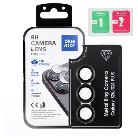 Szkło hartowane na aparat do Samsung S26 Blue Star Easy Install czarne