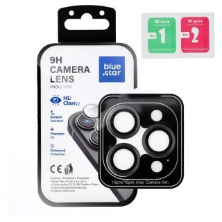 Szkło hartowane na aparat do iPhone 15 PRO / 15 PRO MAX Blue Star Easy Install czarne