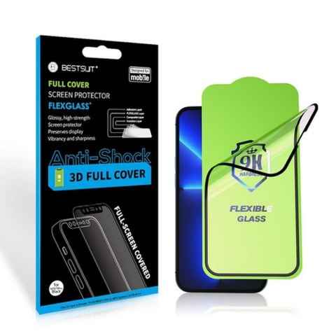 Szkło hybrydowe 5D Full Glue do iPhone 13 PRO MAX / 14 PLUS Bestsuit Flexible czarne