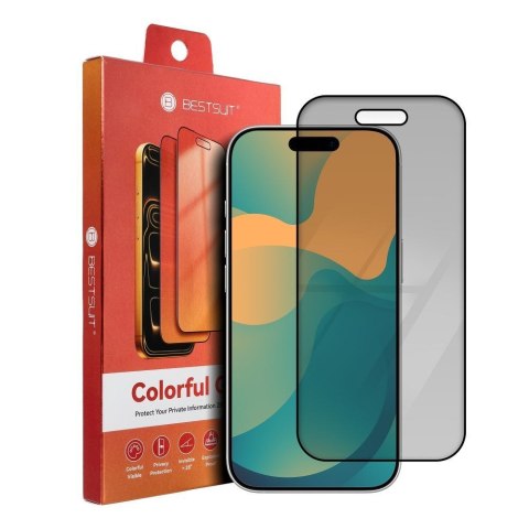 Szkło hybrydowe 5D do iPhone 15 Bestsuit Flexible Colorfull Privacy 180 magenta