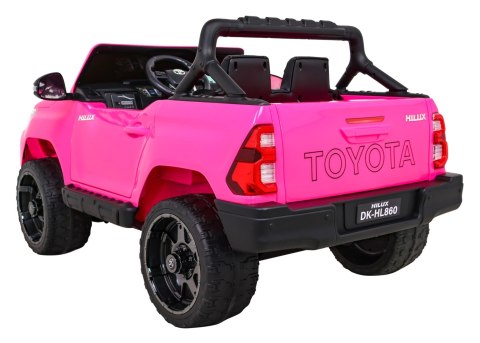 Toyota Hilux na akumulator dla dzieci, Różowy Pickup + Napęd 4x4 + Pilot