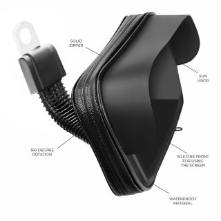 Uchwyt motocyklowy na zamek wodoodporny z daszkiem ( 5,5" - 6,3" ) czarny