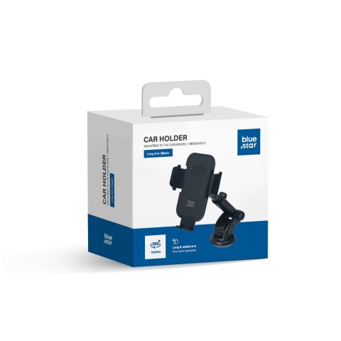 Uchwyt na telefon do samochodu Blue Star Long Arm Classic (18 -23cm) do szyby czarny