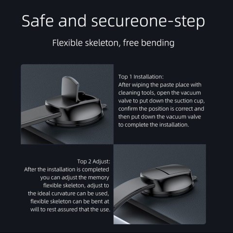 Uchwyt na telefon do samochodu magnetyczny zgodny z MagSafe Forcell F-Grip MagFlex do szyby / deski czarny