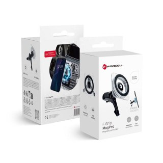 Uchwyt na telefon do samochodu magnetyczny zgodny z MagSafe Forcell F-Grip MagPro do kratki czarny