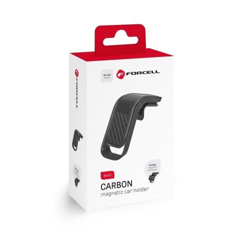 Uchwyt na telefon do samochodu uniwersalny Forcell F-Grip Carbon B060 do kratki czarny