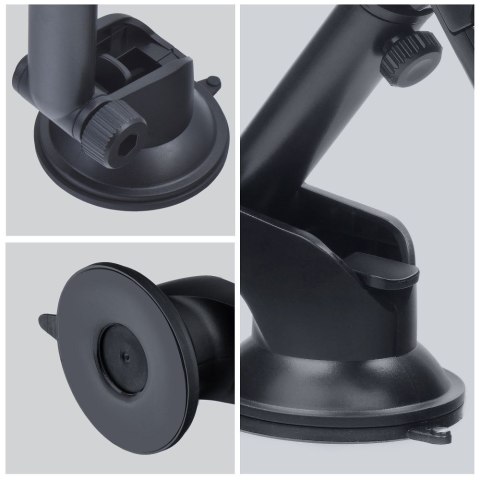 Uchwyt na telefon do samochodu uniwersalny Forcell F-Grip Carbon Bracket ramię regulowane do szyby / kokpitu czarny