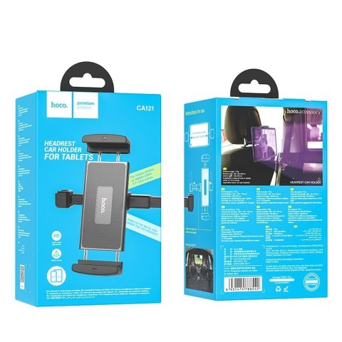 Uchwyt na telefon / tablet do samochodu uniweralny Hoco na zagłówek (4,7" - 12,9") CA121 czarny