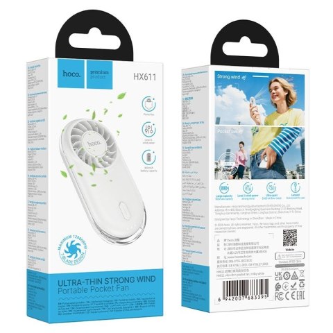 Wentylator / wiatrak przenośny mini Hoco HX611 biały