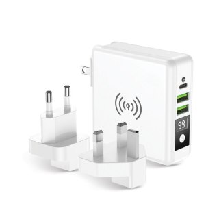 Wielofunkcyjna ładowarka Forcell F-Energy 4w1 2 x USB A + USB C 15W + power bank 8000mAh + ładowanie bezprzewodowe biała