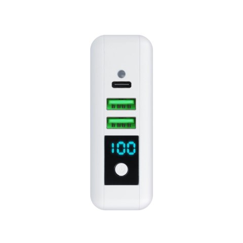 Wielofunkcyjna ładowarka Forcell F-Energy 4w1 2 x USB A + USB C 15W + power bank 8000mAh + ładowanie bezprzewodowe biała