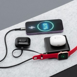 Wielofunkcyjna ładowarka Forcell F-Energy 6w1 USB A + USB C PD 45W + power bank 15000 mAh + ładowanie bezprzewodowe 15W czarna