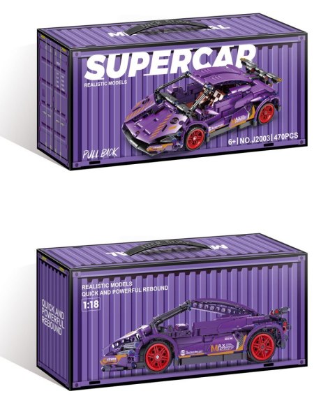 Zestaw Klocków Auto Sportowe Fioletowe 470el.