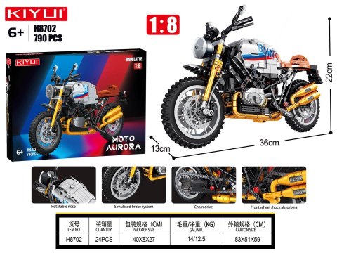 Zestaw Klocków Motocykl Biały 790el.