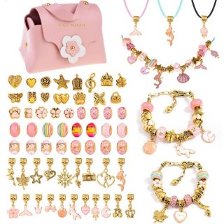 Zestaw do robienia bransoletek KORALIKI zawieszki CHARMS + torebka ZA4692