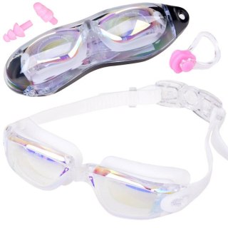 ZESTAW Okulary do pływania UV ANTI-FOG + zatyczki do uczu i nosa SP0792 BI