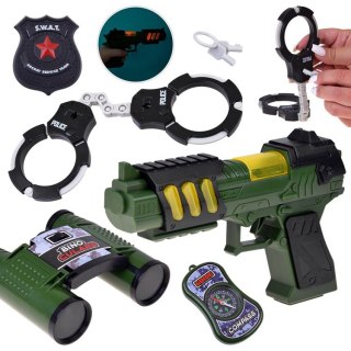 Zestaw Małego Żołnierza Pistolet Światło Dźwięk Lornetka Kajdanki ZA6316