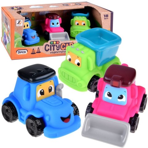 Zestaw miękkie autka budowlane 3szt traktor spychacz wywrotka 18M+ ZA4737B