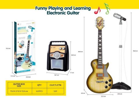Zestaw muzyczny z gitarą elektryczną, mikrofonem i wzmacniaczem dla dzieci 3+