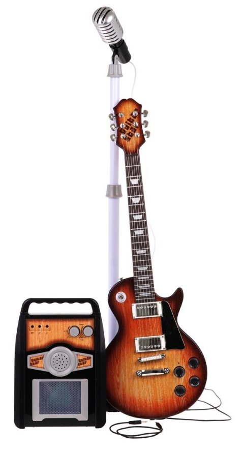 Zestaw muzyczny z gitarą elektryczną, mikrofonem i wzmacniaczem dla dzieci 3+