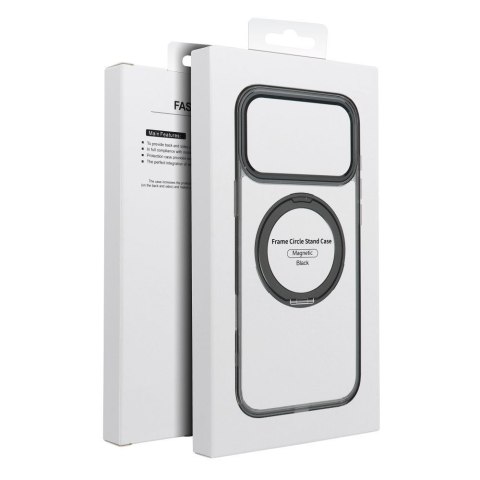 Etui na iPhone 15 PRO Frame Circle Stand zgodne z MagSafe czarne