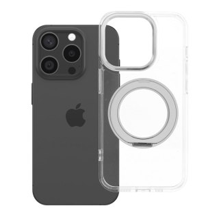 Etui na iPhone 15 PRO Frame Circle Stand zgodne z MagSafe transparentne