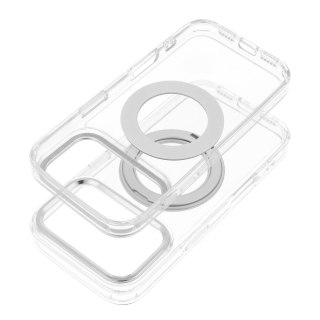 Etui na iPhone 15 PRO Frame Circle Stand zgodne z MagSafe transparentne