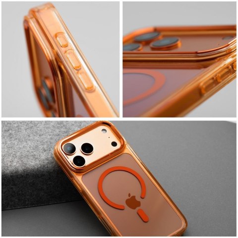 Etui na iPhone 18 Pro / 17 Pro Frame Clear Hybrid Mag Cover zgodny z MagSafe pomarańczowe