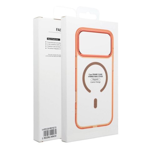 Etui na iPhone 18 Pro / 17 Pro Frame Clear Hybrid Mag Cover zgodny z MagSafe pomarańczowe