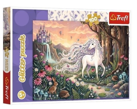 Puzzle 100 Glitter Tęczowy blask jednorożca