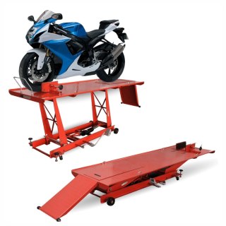 Podnośnik motocyklowy platforma podnośnik hydrauliczny 460 kg czerwony