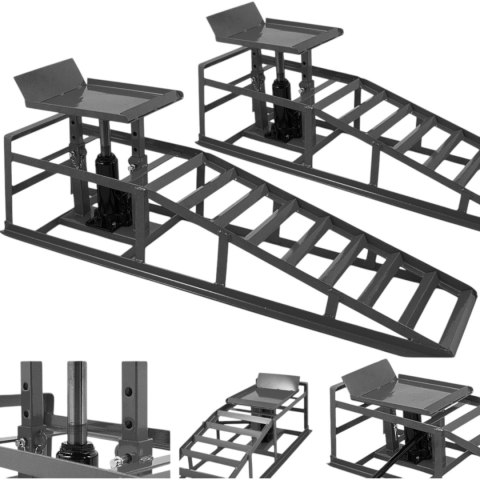 Rampy z podnośnikiem hydraulicznym grafitowe 2x2000 kg szerokość opony 22cm