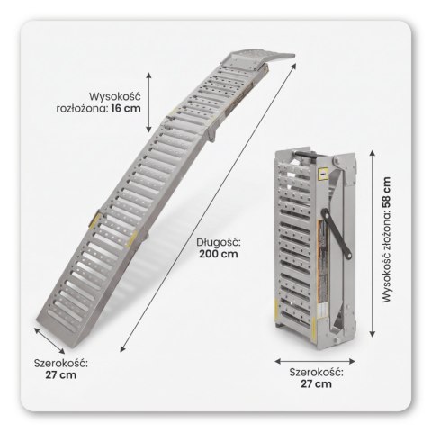 Składane Rampy Najazdowe Stalowe 200 cm 250 kg/szt (1100 kg) komplet ramp